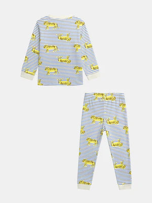 Blue Stripe Lion Print Cotton Pyjamas