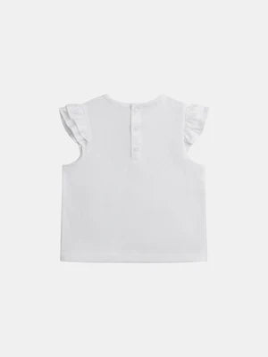 White Floral Print Cotton T-shirt