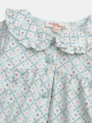 Cream Printed Cotton Top With Matching Leggings