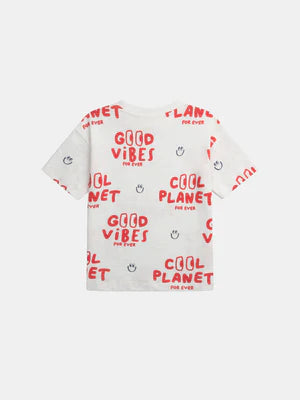 Off White Printed Cotton T-shirt