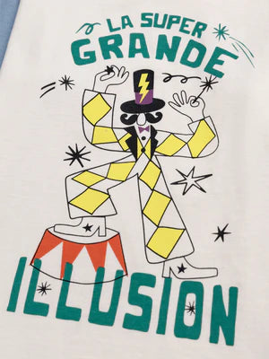 Cream Colour Block Cotton T-shirt