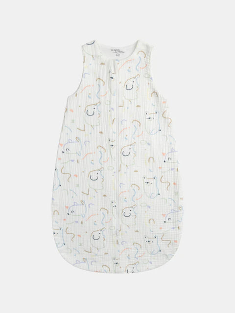 Lined White Printed Cotton Sleeping Bag