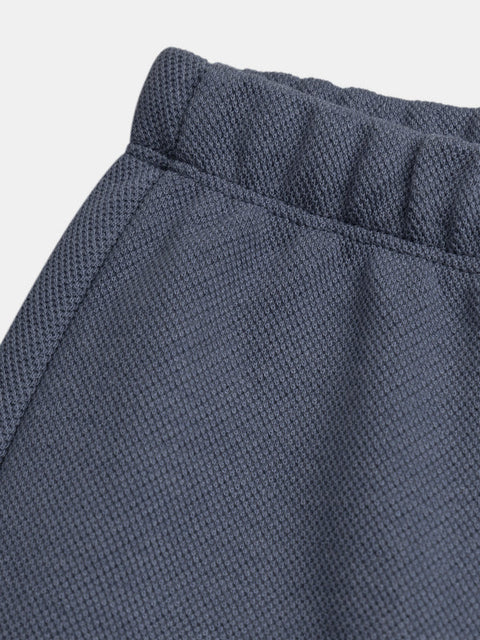 Blue Cotton Pique Joggers
