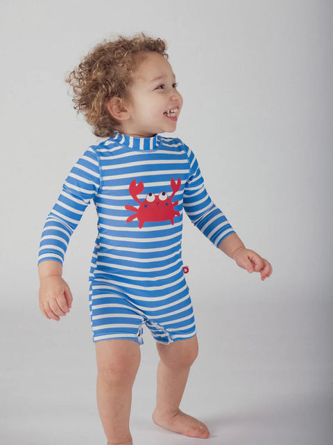 Blue & White Stripe UV Protected Swimsuit