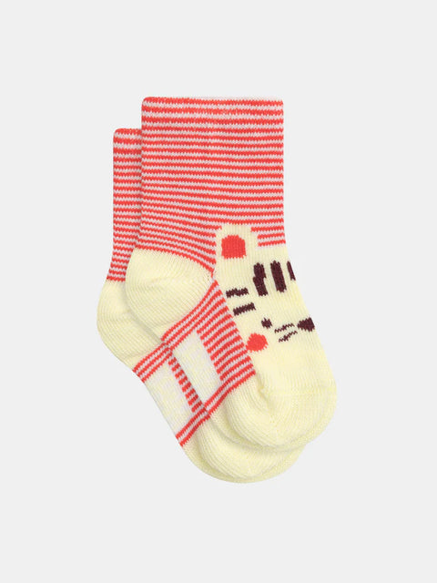 Red Stripe Tiger Pattern Cotton Rich Socks