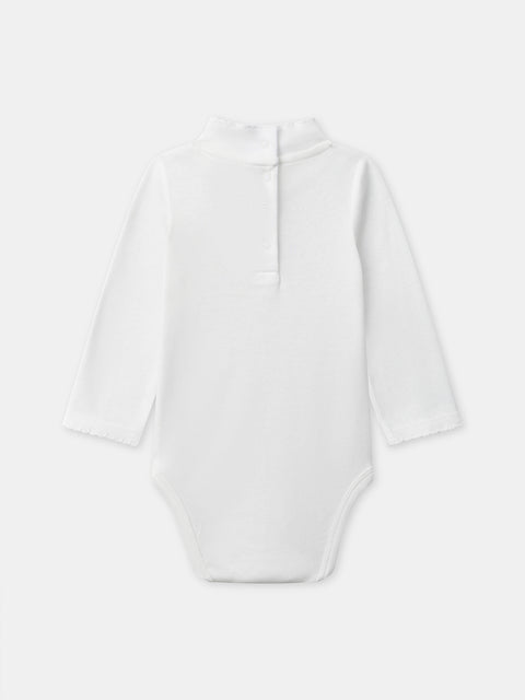 Cream Cotton Polo Neck Bodysuit