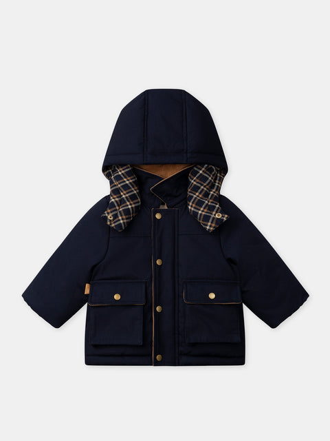 Navy Lined Hooded Coat