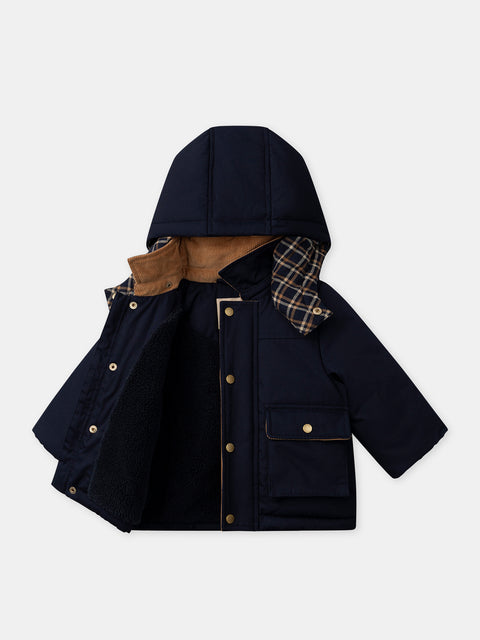 Navy Lined Hooded Coat