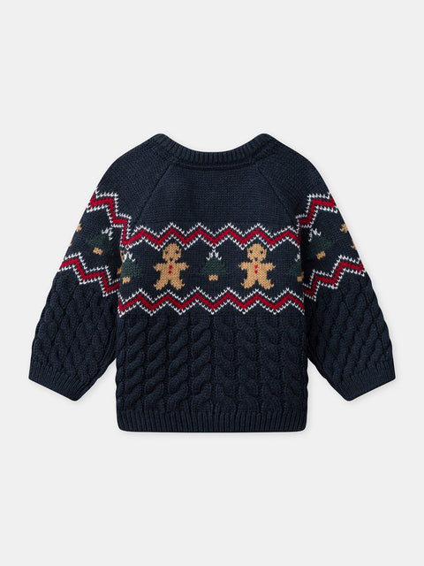 Navy Jacquard Cotton Rich Jumper