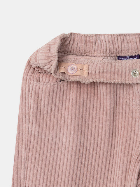 Pink Wide Leg Corduroy Trousers