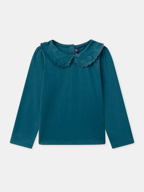 Blue Collared Cotton T-shirt