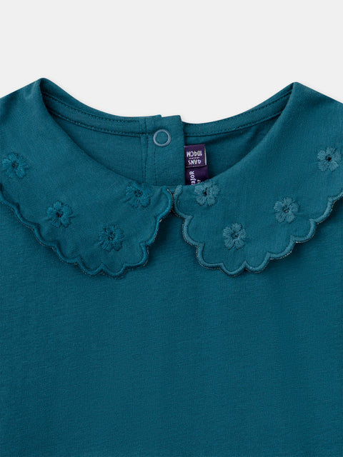 Blue Collared Cotton T-shirt
