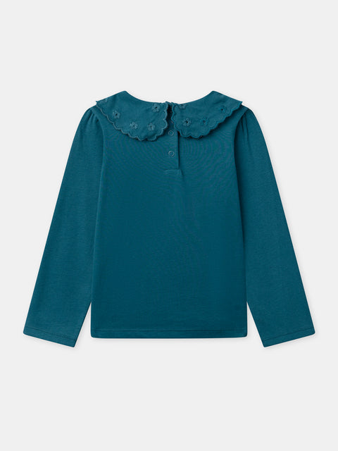 Blue Collared Cotton T-shirt