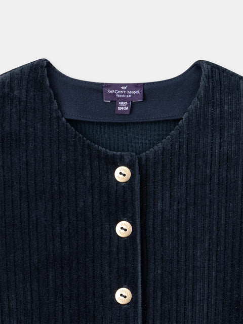 NavyRibbed  Velour Jumpsuit