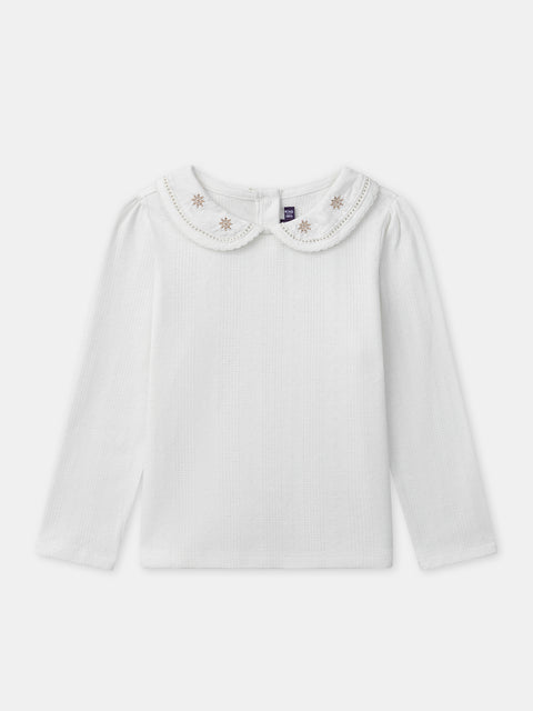 White Collared Cotton T-shirt