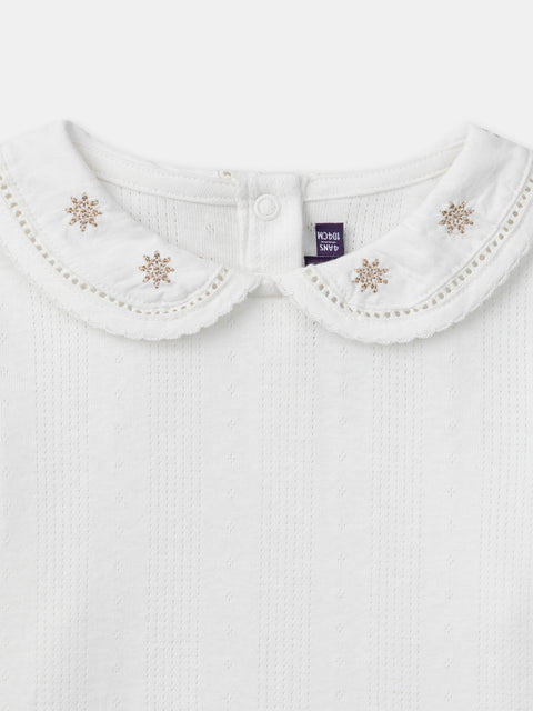 White Collared Cotton T-shirt
