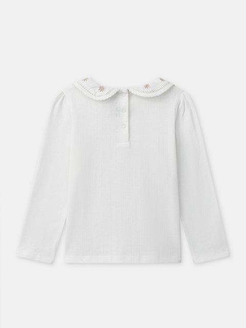 White Collared Cotton T-shirt