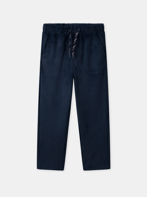 Navy Corduroy Drawstring Trousers