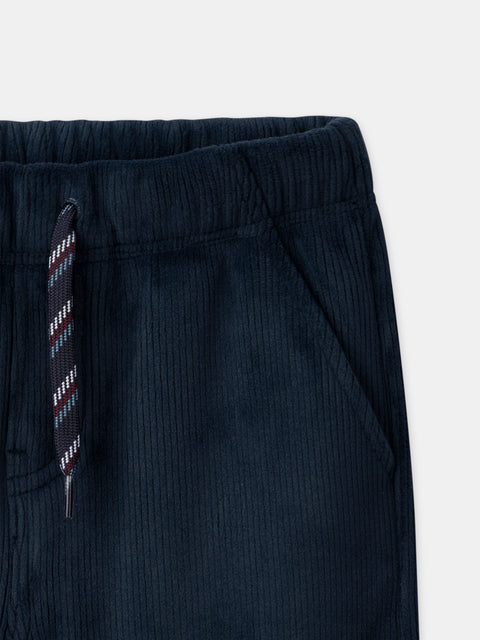 Navy Corduroy Drawstring Trousers