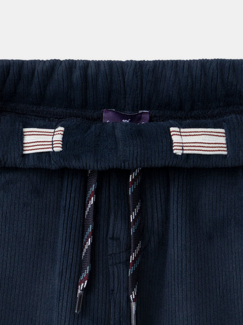 Navy Corduroy Drawstring Trousers
