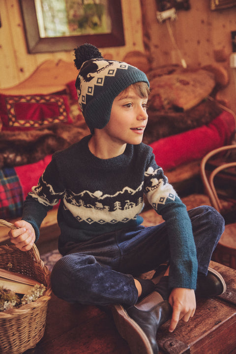 Navy Corduroy Drawstring Trousers