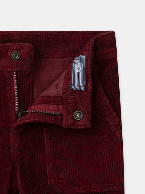Burgundy Jersey Lined Corduroy Trousers