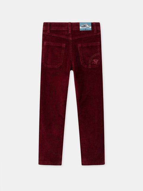 Burgundy Jersey Lined Corduroy Trousers