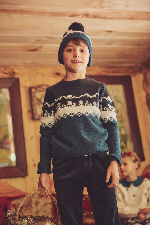 Navy Jacquard Jumper