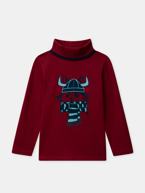 Burgundy Cotton Polo Neck