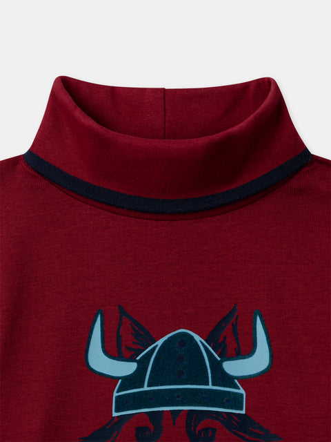 Burgundy Cotton Polo Neck