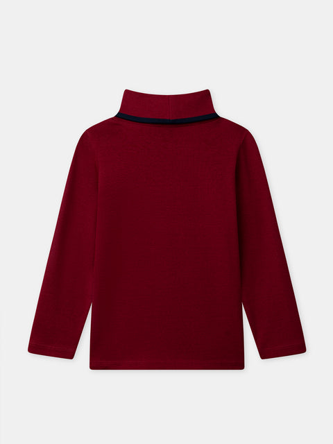 Burgundy Cotton Polo Neck