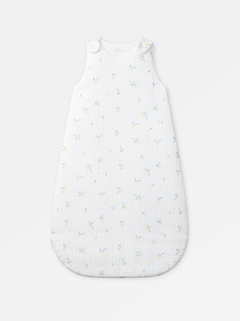 Lined Cream Floral Print Cotton Sleeping Bag