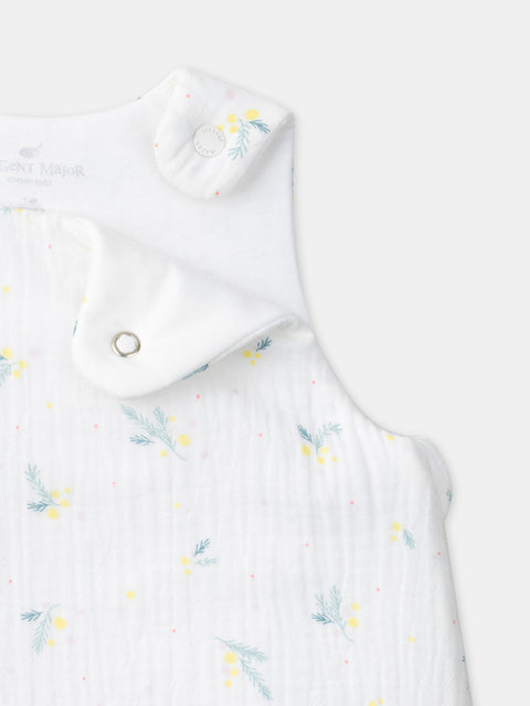 Lined Cream Floral Print Cotton Sleeping Bag