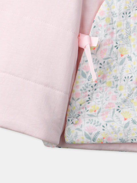 Newborn Lined Cream Floral Print Cotton Hooded Jacket