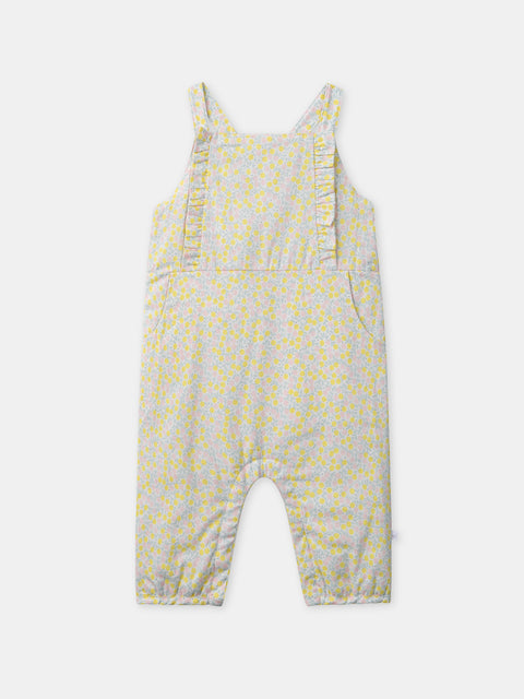 Newborn Floral Print Cotton Dungarees With Matching Bodysuit & Socks