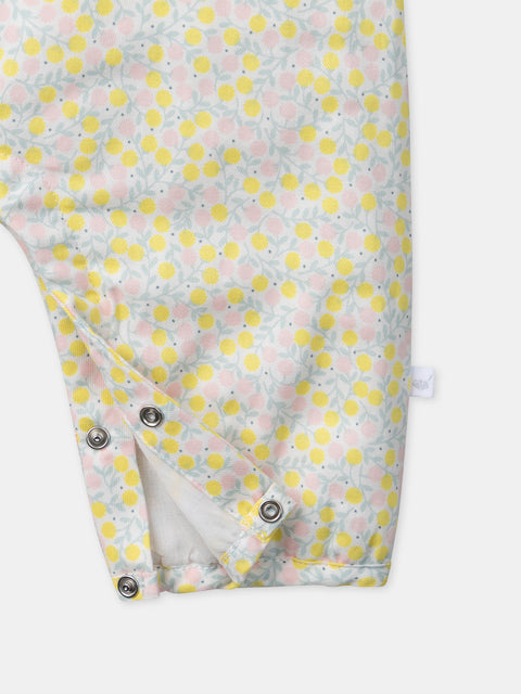 Newborn Floral Print Cotton Dungarees With Matching Bodysuit & Socks