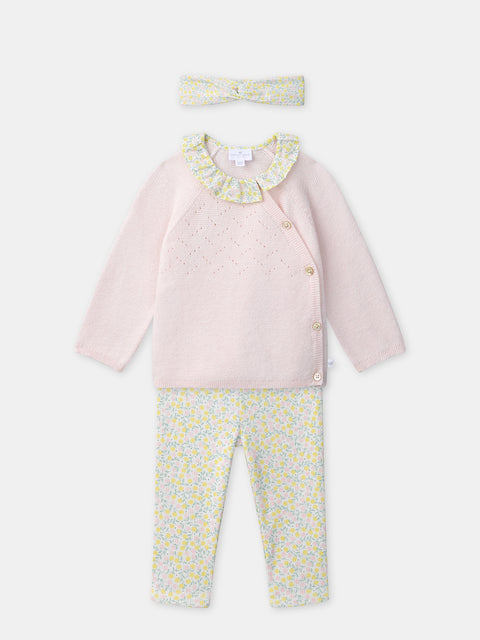 Newborn Jumper, Floral Leggings & Matching Headband