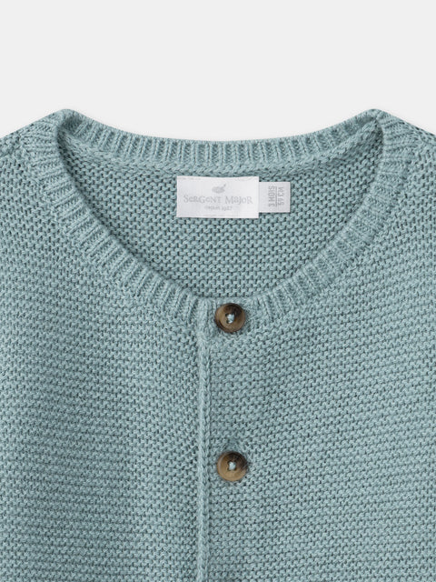 Blue Grey Cotton Wool Mix Cardigan