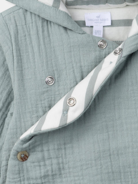 Lined Blue Grey Hooded Cotton Jacket