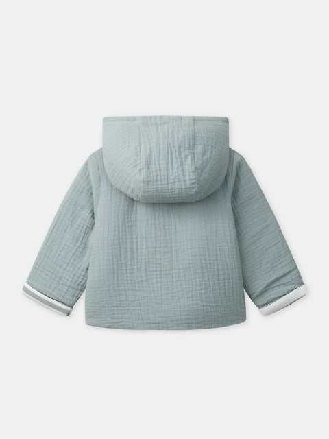 Lined Blue Grey Hooded Cotton Jacket