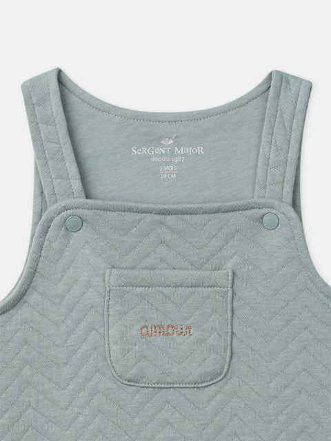 Newborn Grey Blue Cotton Dungarees, Bodysuit & Socks