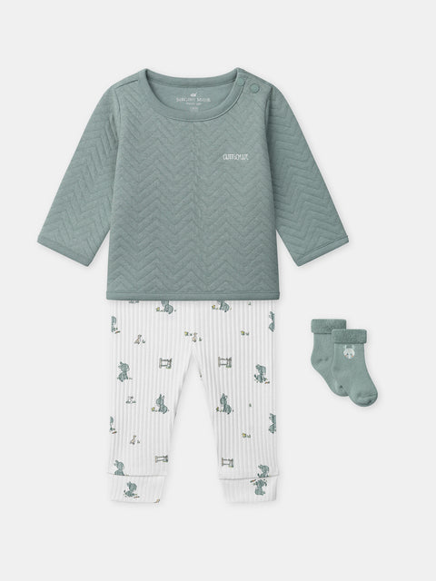 Newborn Grey Blue Top, Leggings & Matching Socks
