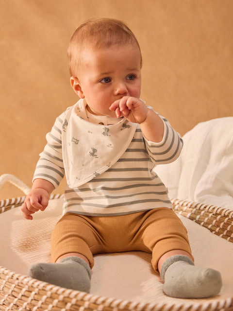 Newborn Cotton Striped Top, Trousers & Bib
