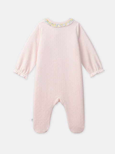 Newborn Pink Velour Sleepsuit