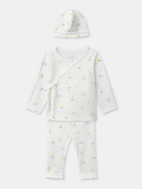 Newborn Cotton Top, Bottom & Matching Hat