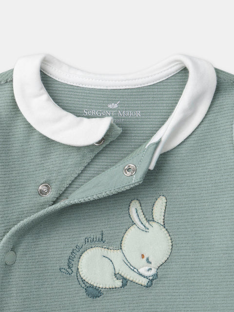 Newborn Blue Grey Velour Sleepsuit