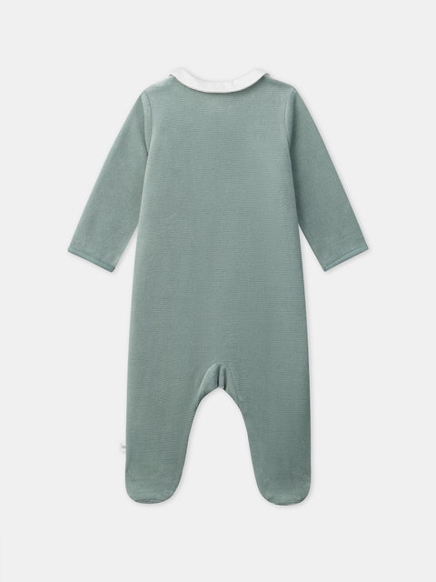Newborn Blue Grey Velour Sleepsuit