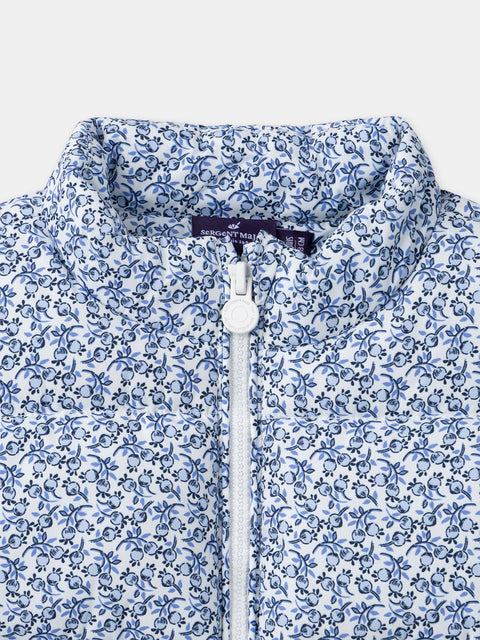 Blue Floral Print Sleeveless Gilet