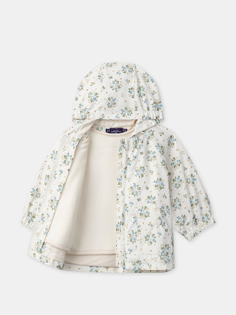Cream 3 In 1 Floral Print Raincoat