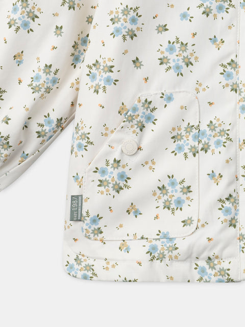 Cream 3 In 1 Floral Print Raincoat